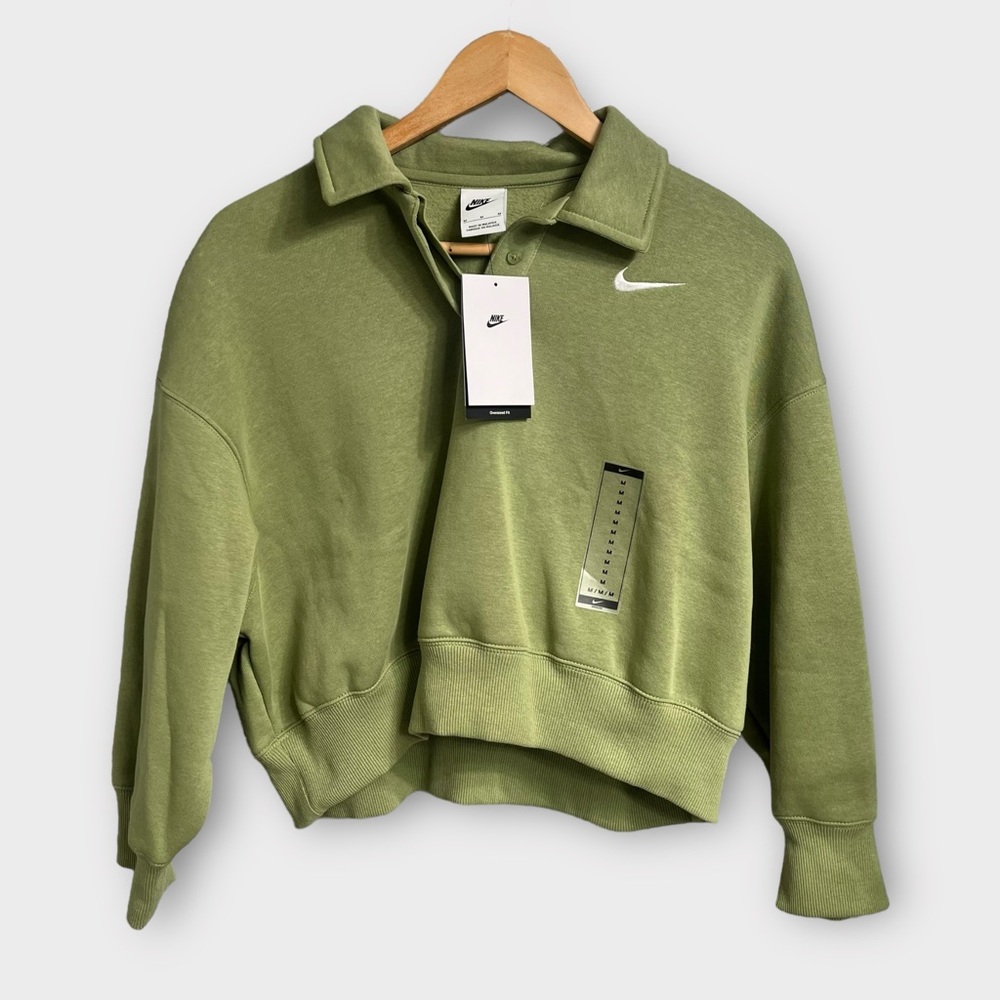 NWT Nike Sportswear Phoenix Fleece 3/4-Sleeve Crop Polo Sweatshirt - Picture 5 of 9